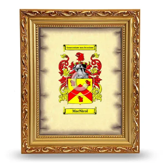 MacNicol Coat of Arms Framed - Gold