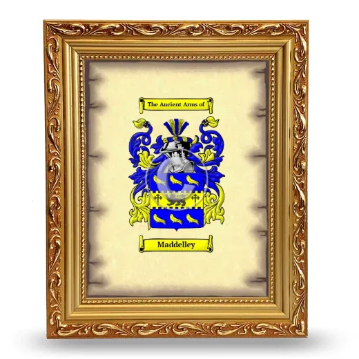 Maddelley Coat of Arms Framed - Gold
