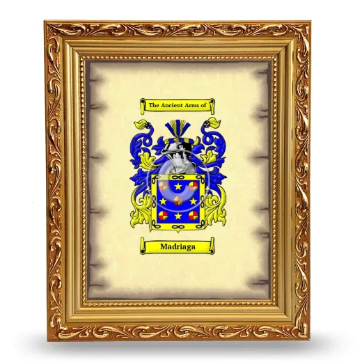 Madriaga Coat of Arms Framed - Gold