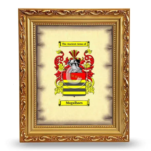 Magalhaes Coat of Arms Framed - Gold