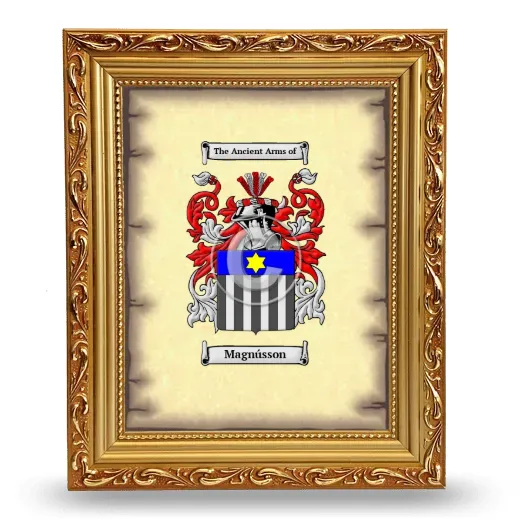 Magnússon Coat of Arms Framed - Gold