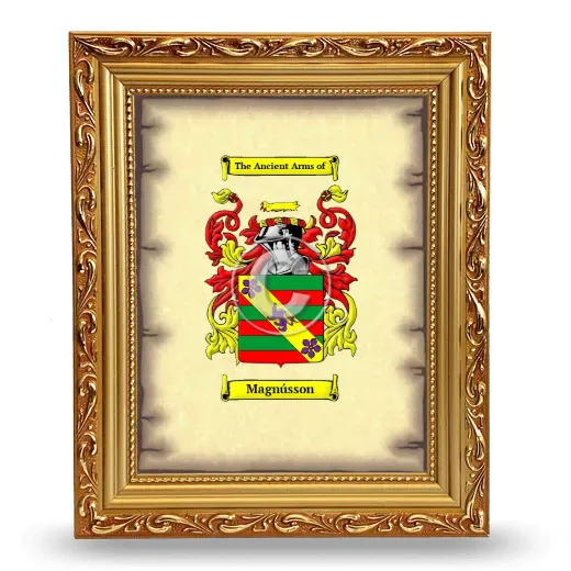 Magnússon Coat of Arms Framed - Gold