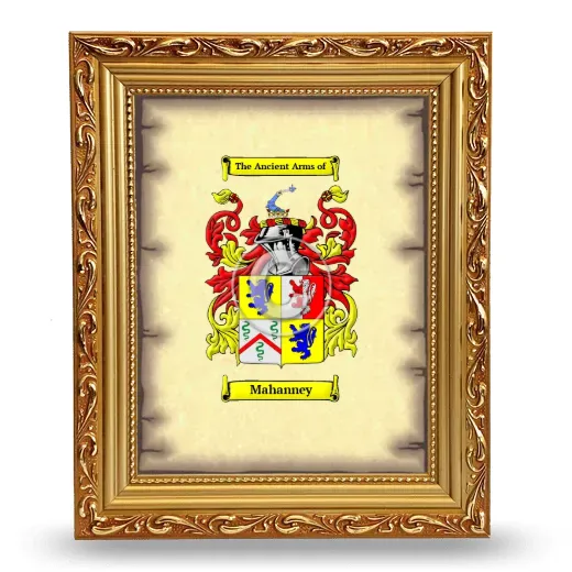 Mahanney Coat of Arms Framed - Gold