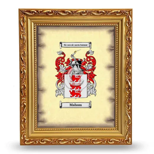 Mahum Coat of Arms Framed - Gold