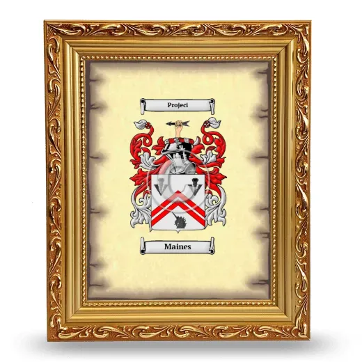 Maines Coat of Arms Framed - Gold