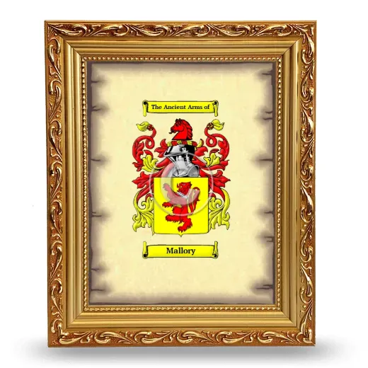 Mallory Coat of Arms Framed - Gold