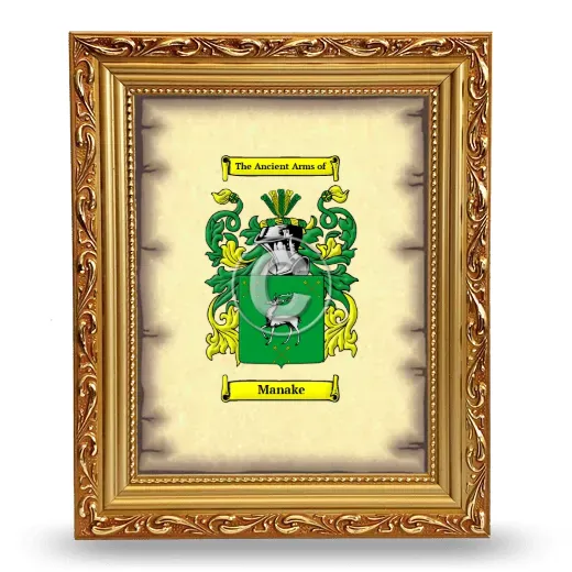 Manake Coat of Arms Framed - Gold