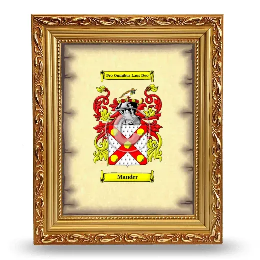 Mander Coat of Arms Framed - Gold