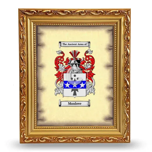 Manlove Coat of Arms Framed - Gold