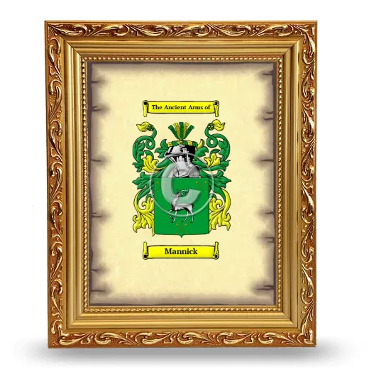 Mannick Coat of Arms Framed - Gold