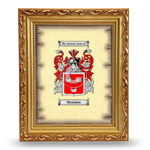 Mannion Coat of Arms Framed - Gold