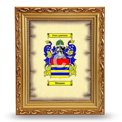 Mannor Coat of Arms Framed - Gold