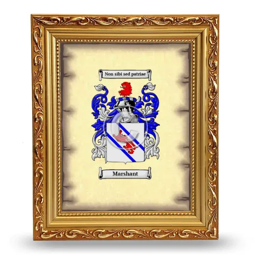 Marshant Coat of Arms Framed - Gold