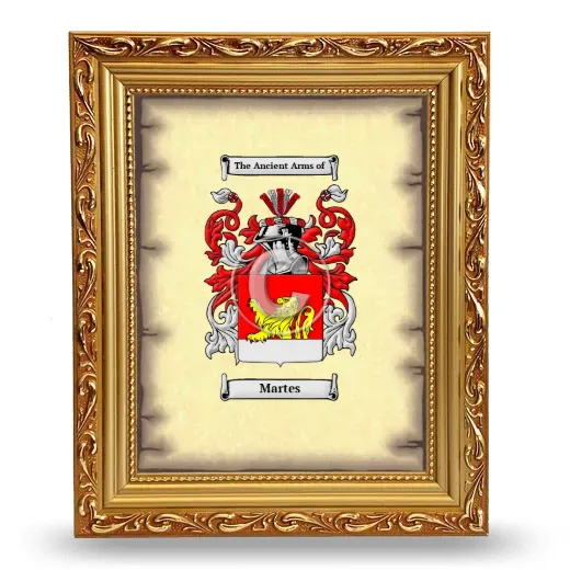Martes Coat of Arms Framed - Gold
