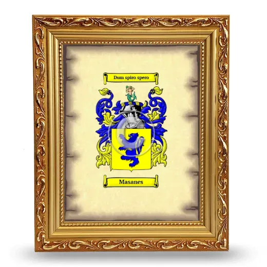 Masanes Coat of Arms Framed - Gold