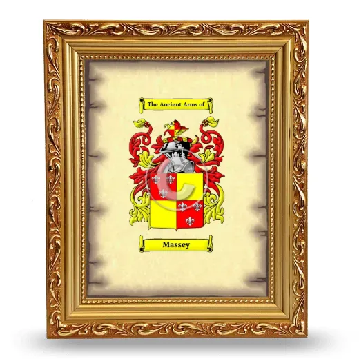 Massey Coat of Arms Framed - Gold