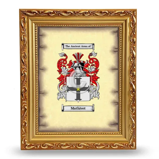 Mathivet Coat of Arms Framed - Gold