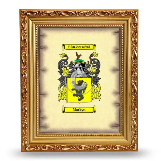 Matkyn Coat of Arms Framed - Gold