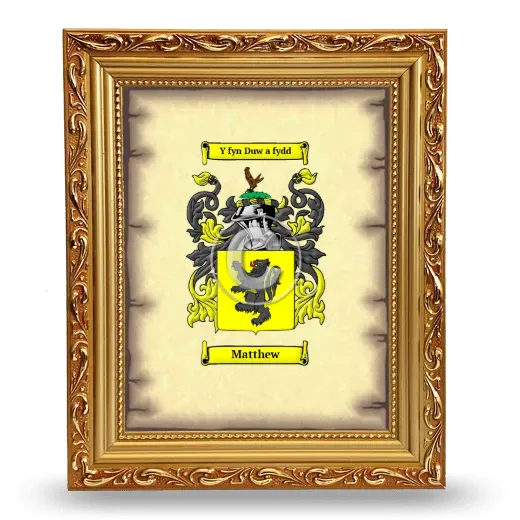 Matthew Coat of Arms Framed - Gold