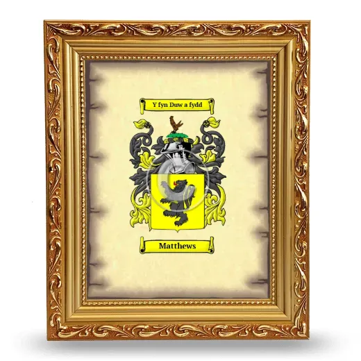 Matthews Coat of Arms Framed - Gold