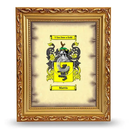 Mattis Coat of Arms Framed - Gold