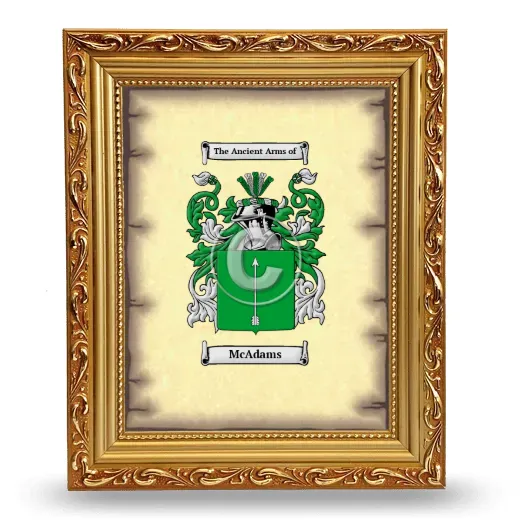 McAdams Coat of Arms Framed - Gold