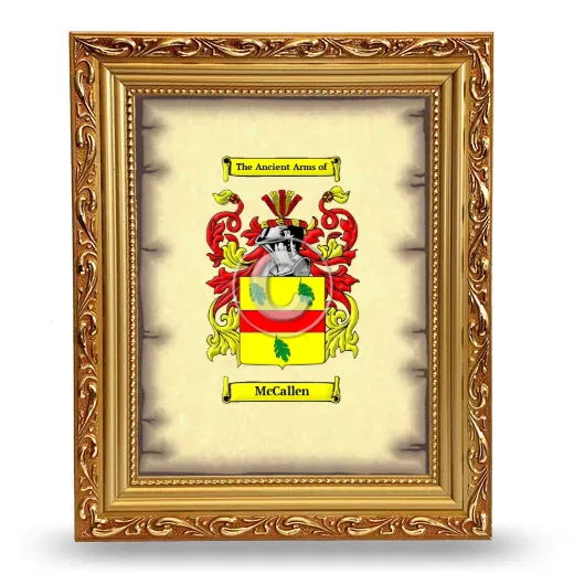 McCallen Coat of Arms Framed - Gold