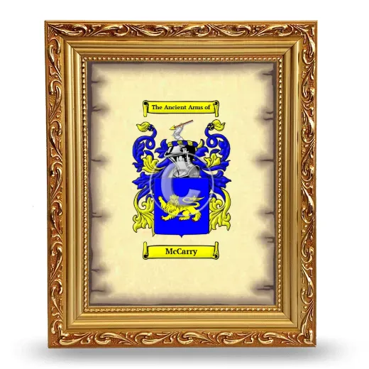 McCarry Coat of Arms Framed - Gold