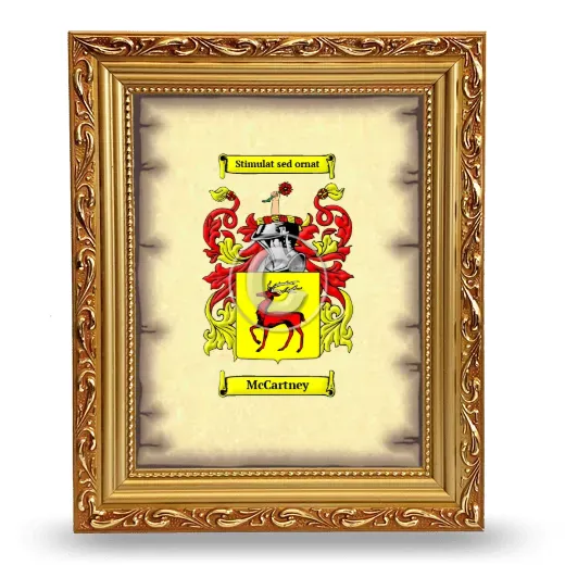 McCartney Coat of Arms Framed - Gold