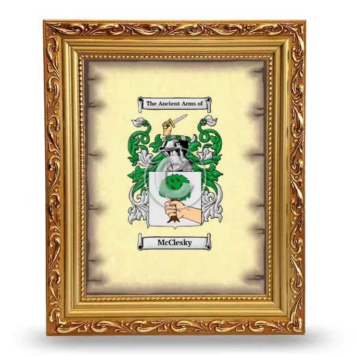 McClesky Coat of Arms Framed - Gold