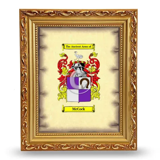 McCock Coat of Arms Framed - Gold