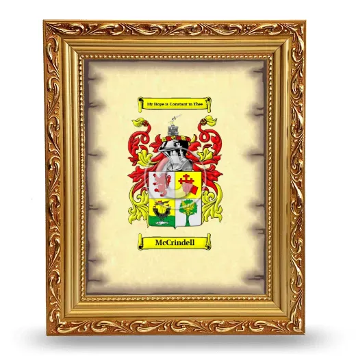 McCrindell Coat of Arms Framed - Gold