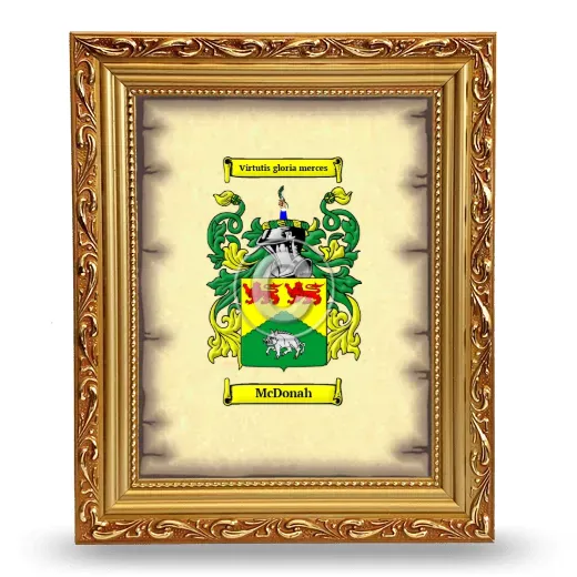 McDonah Coat of Arms Framed - Gold