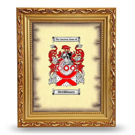 McGibboney Coat of Arms Framed - Gold
