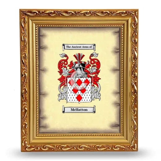 McHatton Coat of Arms Framed - Gold