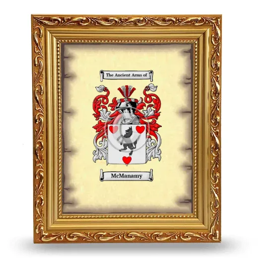McManamy Coat of Arms Framed - Gold
