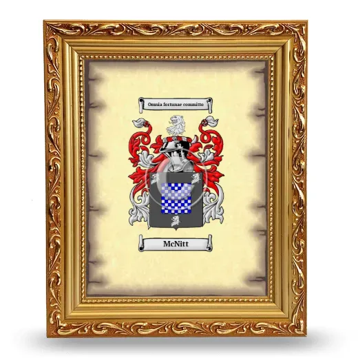 McNitt Coat of Arms Framed - Gold