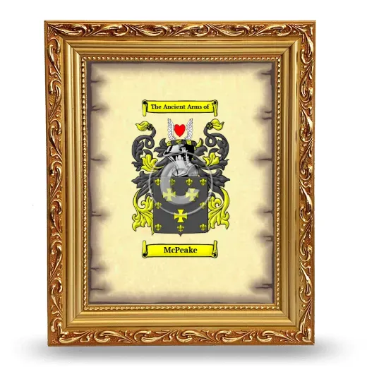McPeake Coat of Arms Framed - Gold
