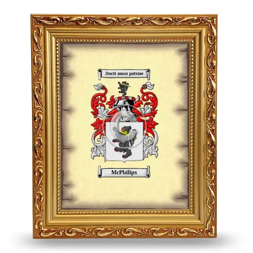 McPhilips Coat of Arms Framed - Gold