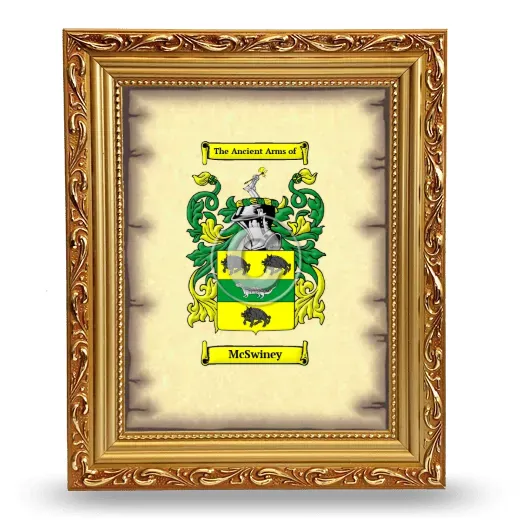 McSwiney Coat of Arms Framed - Gold