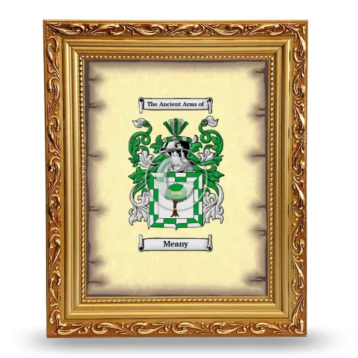 Meany Coat of Arms Framed - Gold