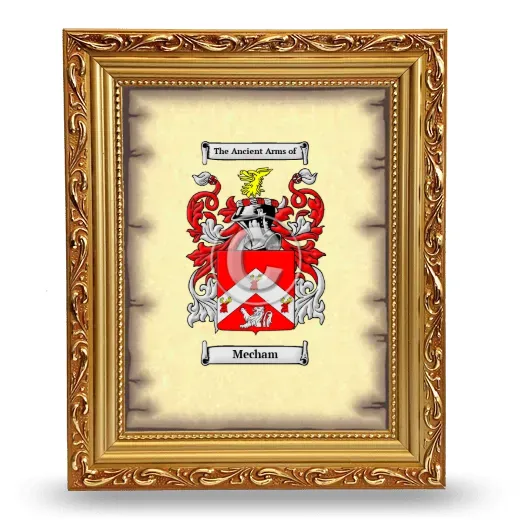 Mecham Coat of Arms Framed - Gold