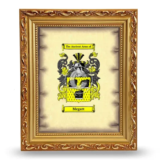 Megatt Coat of Arms Framed - Gold