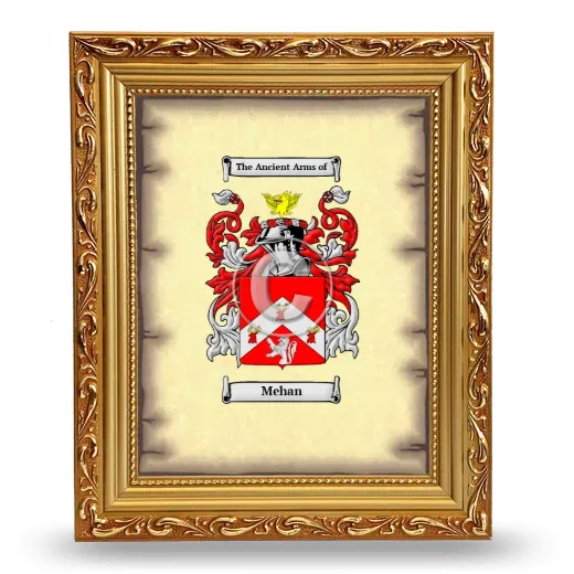 Mehan Coat of Arms Framed - Gold