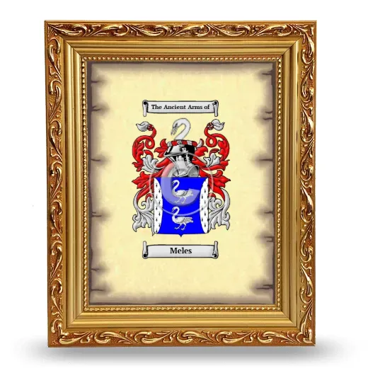 Meles Coat of Arms Framed - Gold