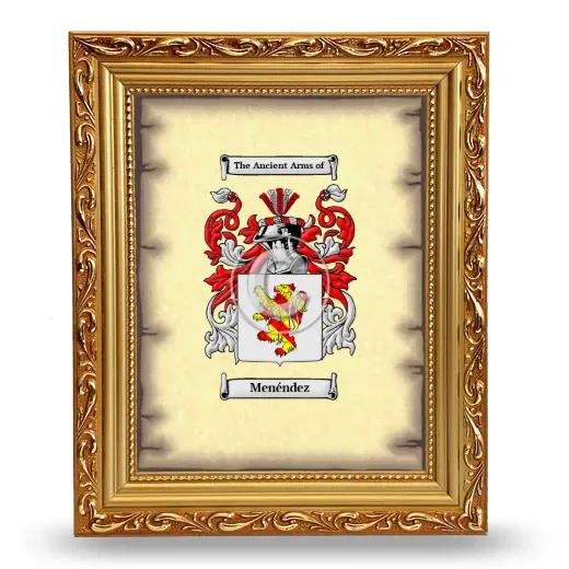 Menéndez Coat of Arms Framed - Gold