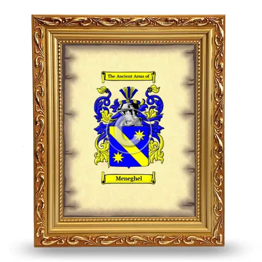 Meneghel Coat of Arms Framed - Gold