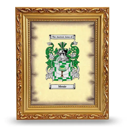 Menie Coat of Arms Framed - Gold