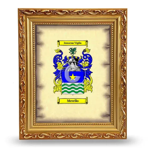 Merello Coat of Arms Framed - Gold