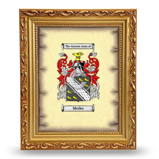 Merles Coat of Arms Framed - Gold